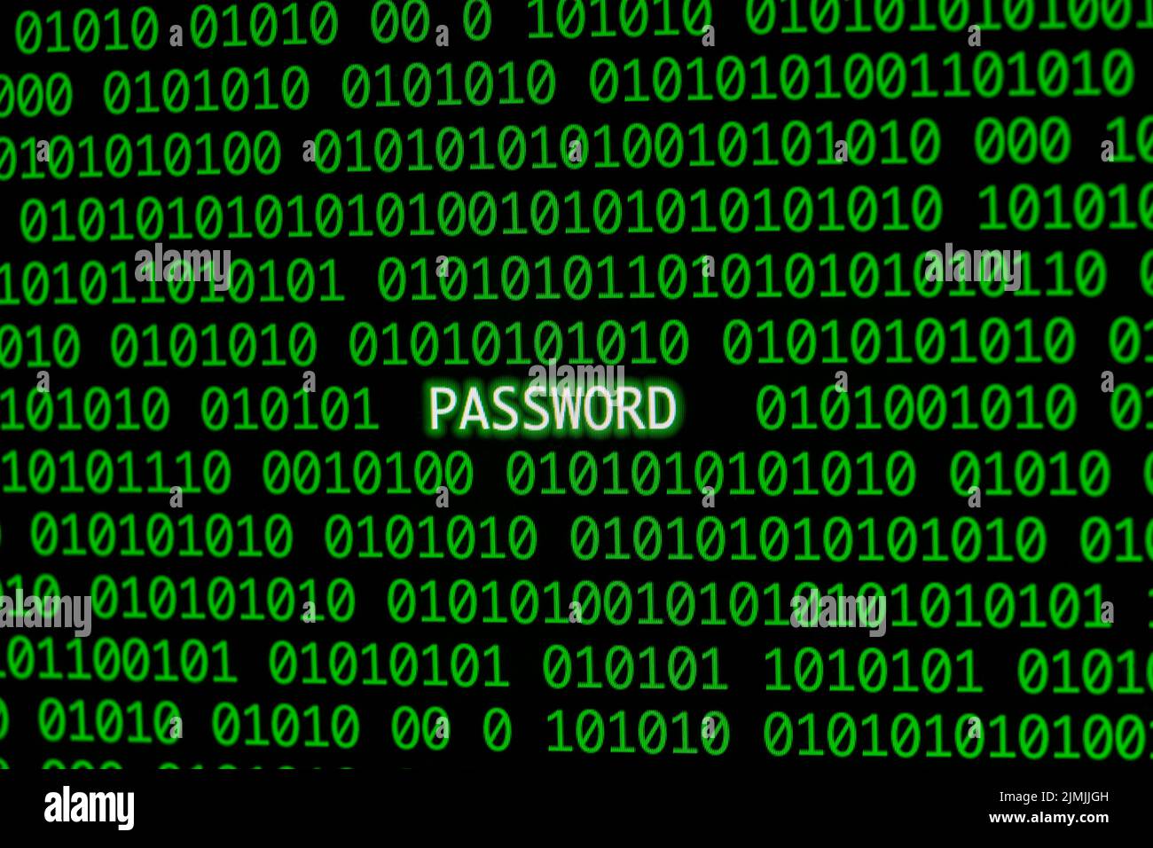Front view password with binary code Stock Photo