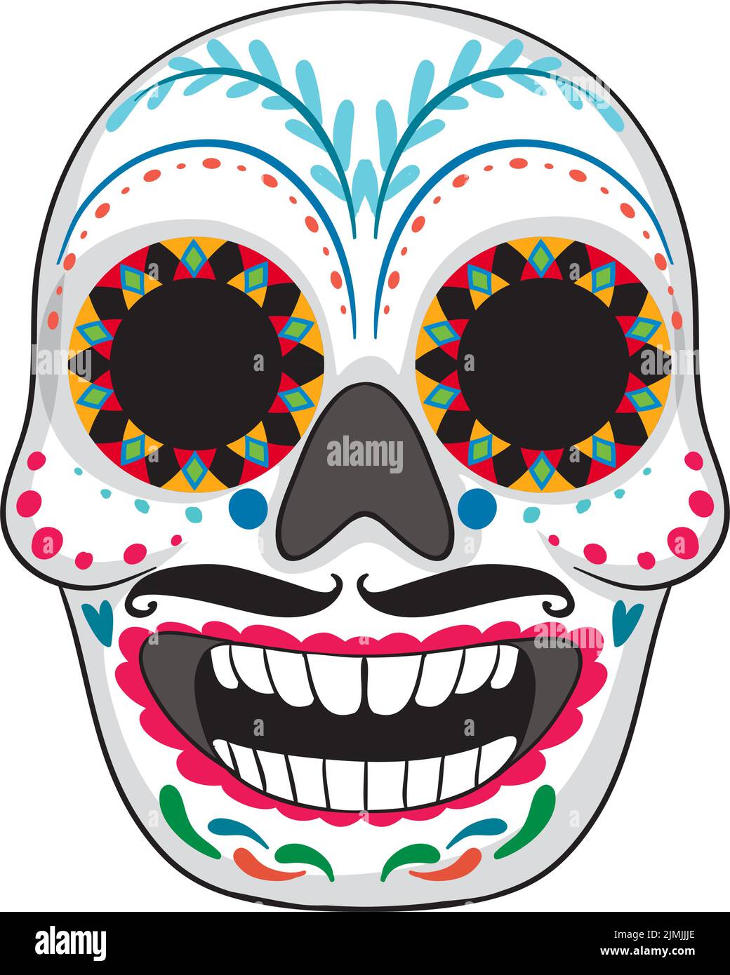 Mexican painted skull isolated illustration Stock Vector Image & Art ...
