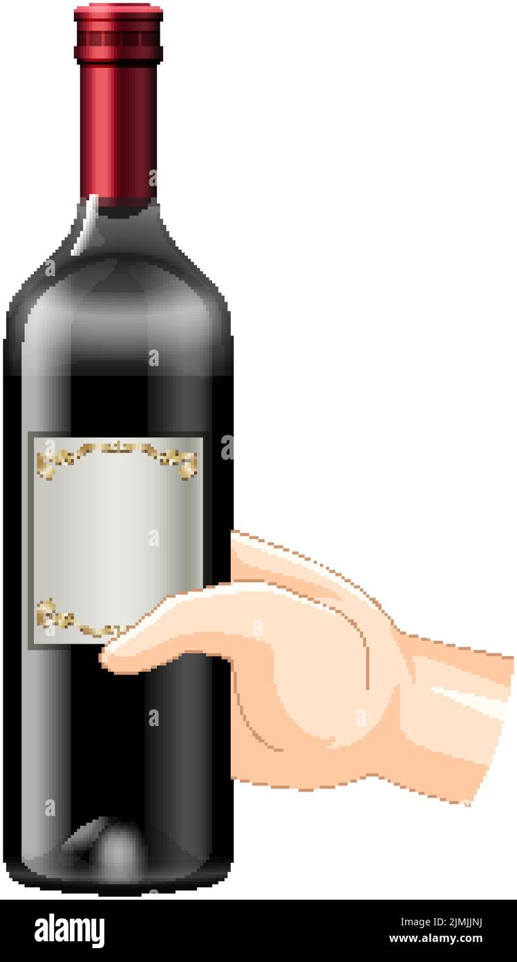 Hand holding wine bottle illustration Stock Vector Image & Art - Alamy