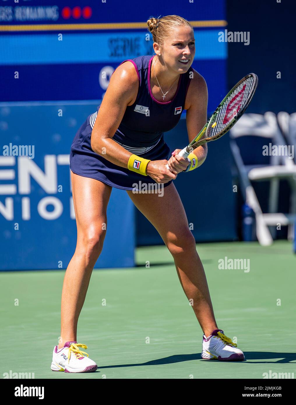 August 06, 2022 San Jose, CA USA Shelby Rogers waits for the ball during the Mubadala Silicon Valley Classic Semifinals Day Session between Shelby Rogers (USA) vs Veronika Kudermetova (RUS) at San Jose State University San Jose Calif. Thurman James/CSM Stock Photo