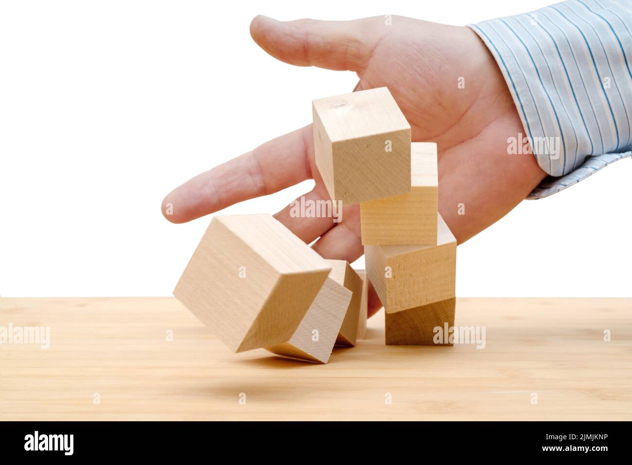 Destruction of the house. Loss of housing, home insurance. Accident, natural disaster. Stock Photo