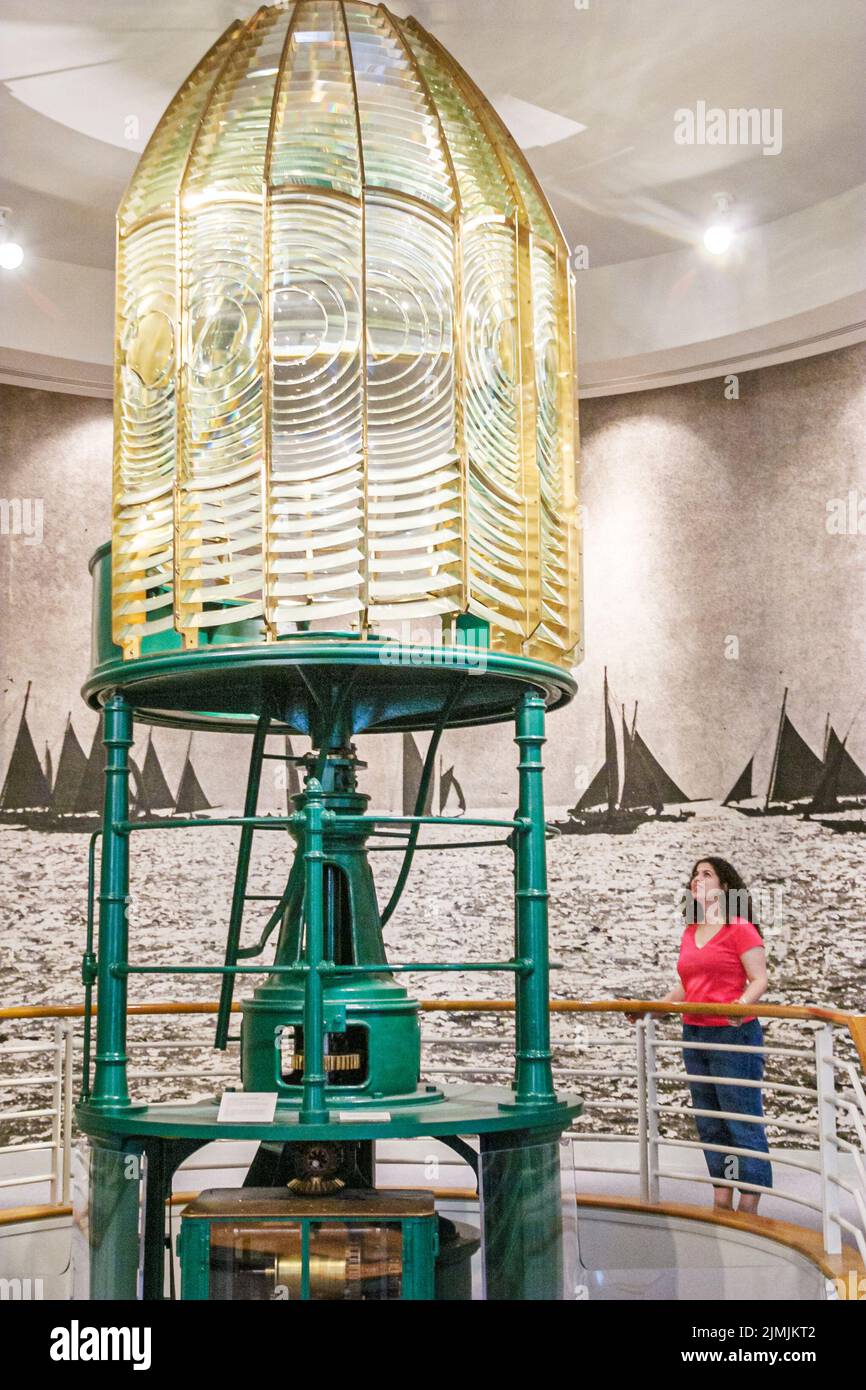 Newport News Virginia,Mariners' Museum and Park,history collection exhibit inside interior artifacts Cape Charles Lighthouse fresnel lens,landmark Stock Photo