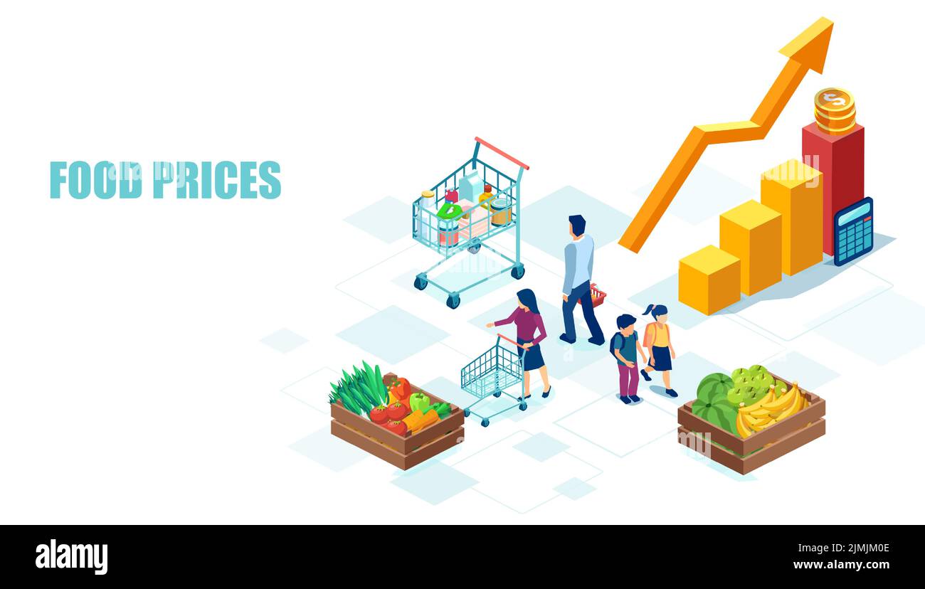 Commodities prices and increasing food cost concept Stock Vector