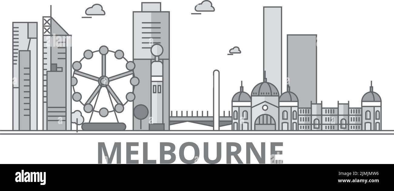 Australia, Melbourne City city skyline isolated vector illustration, icons Stock Vector