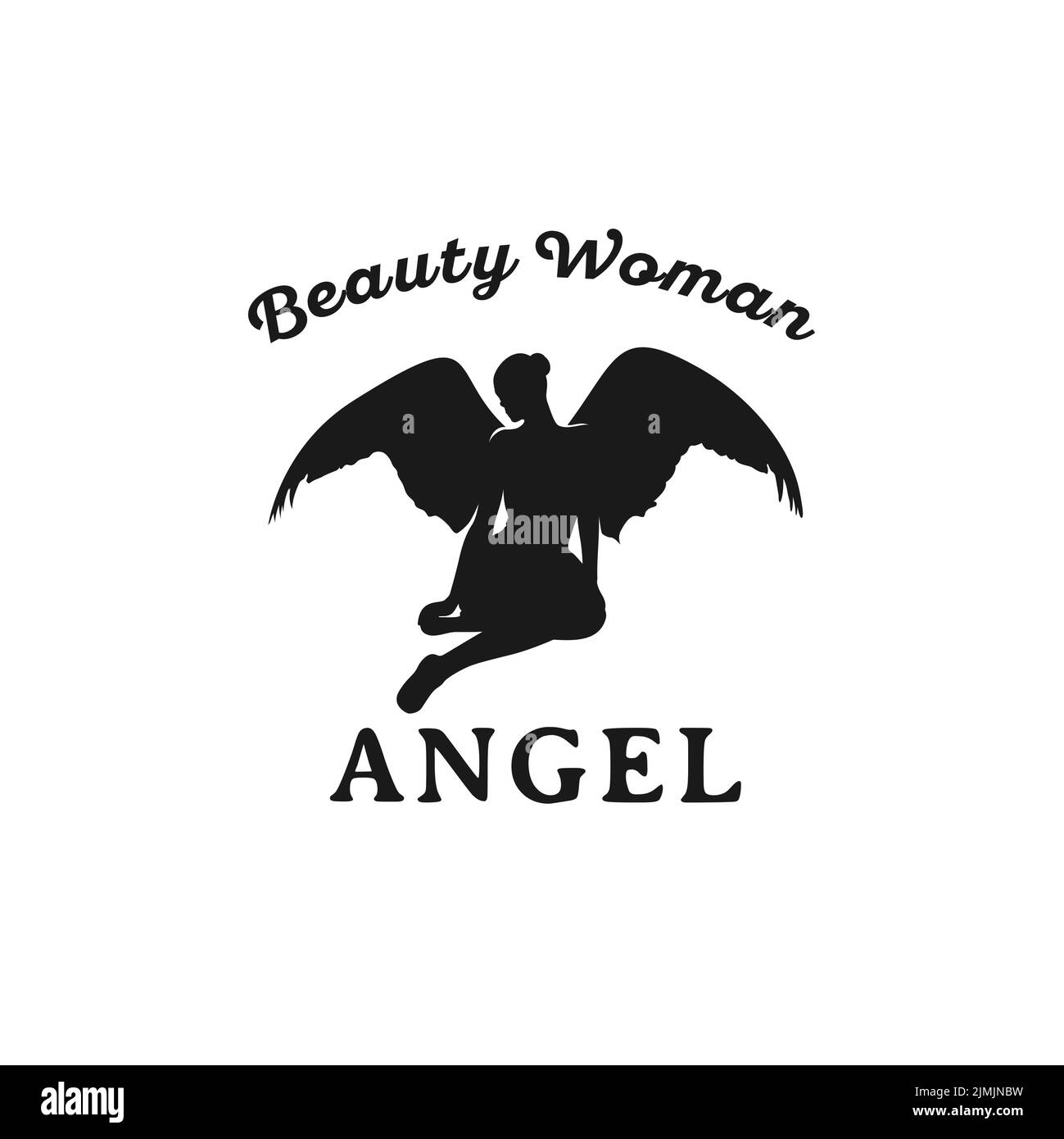 Silhouette of Beauty Woman Angel Logo design Stock Vector