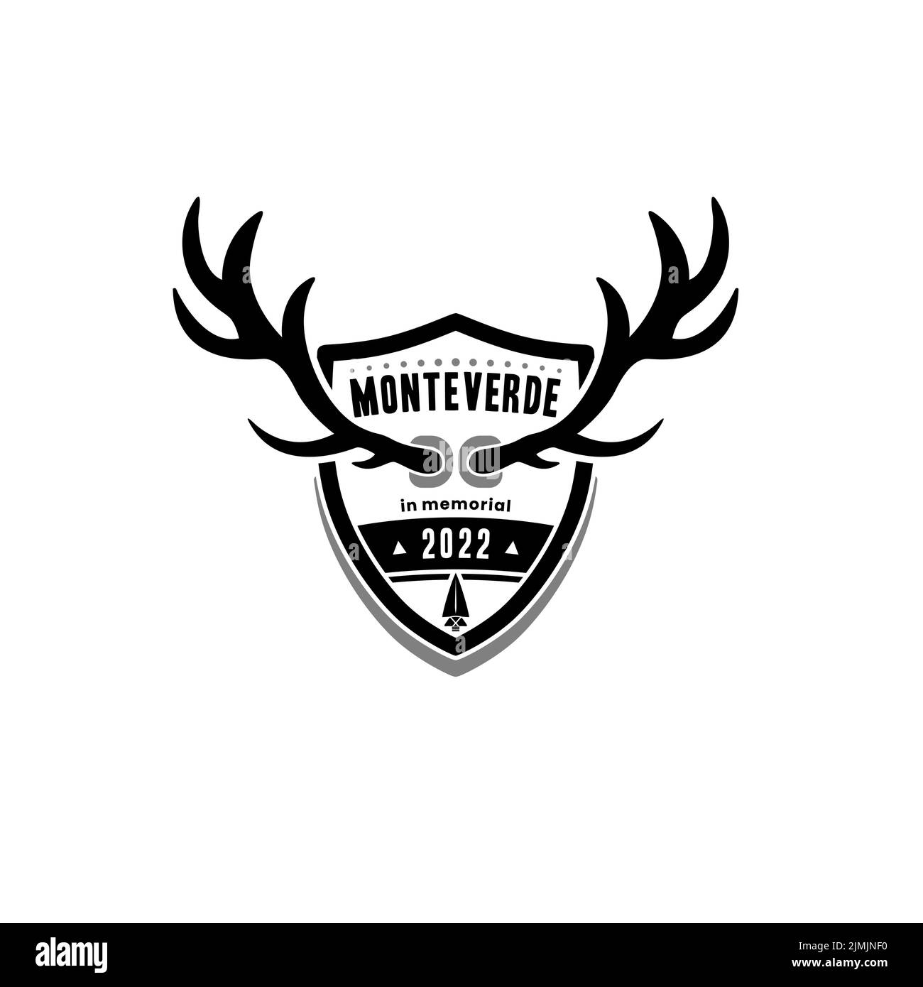 Deer Antler On Shield For Remember the Hunt Adventure Logo Stock Vector