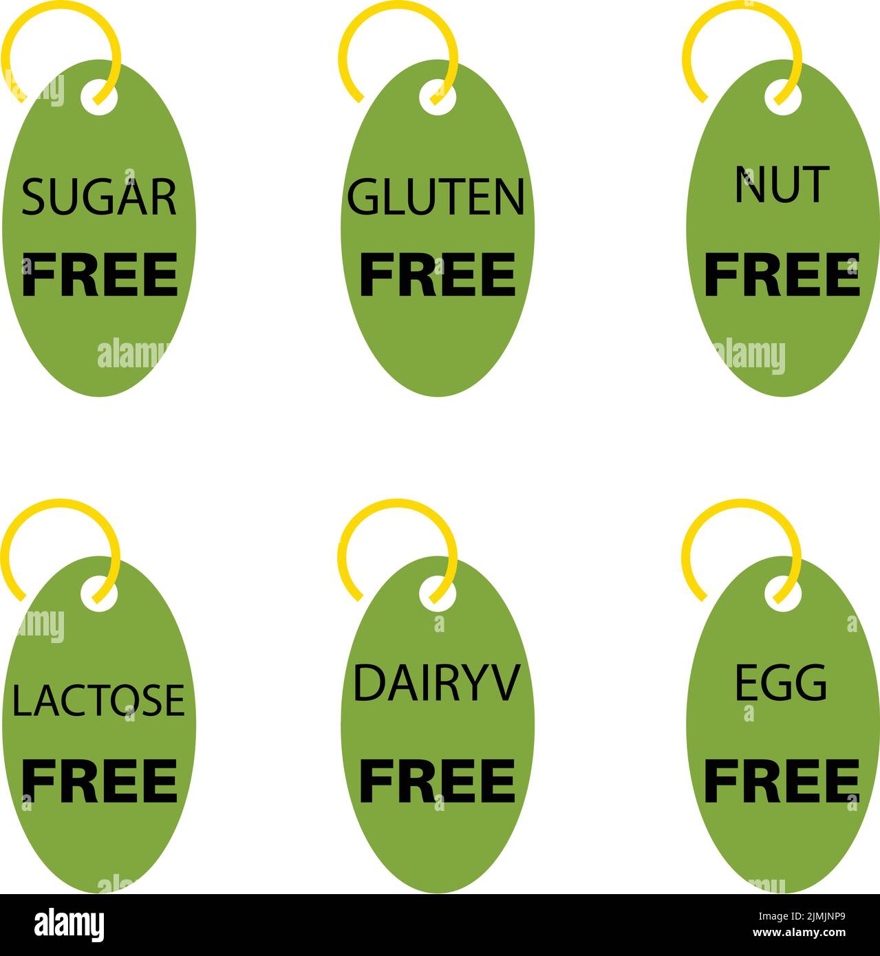 A digital illustration of green sugar free lactose free nut free egg