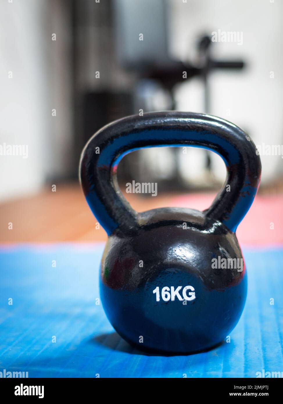 16 kg kettlebell at a gym. Weight lifting concept. Stock Photo