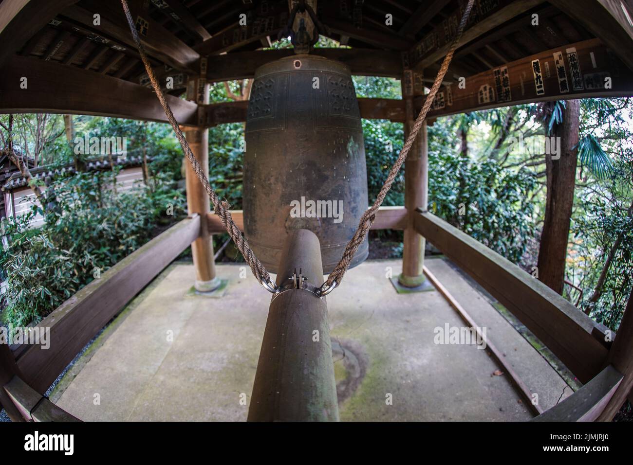 Temple bell and a fresh green image Stock Photo