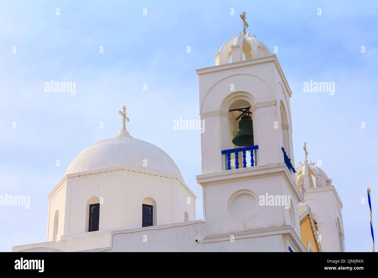 Greek church white dome, Santorini, Greece Stock Photo