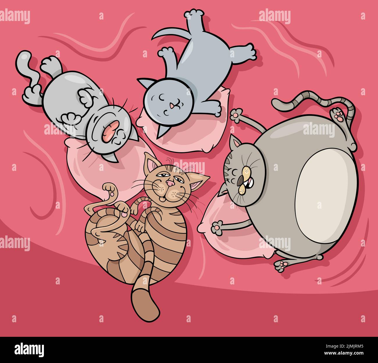 Cartoon sleeping cats comic animal characters group Stock Photo Alamy