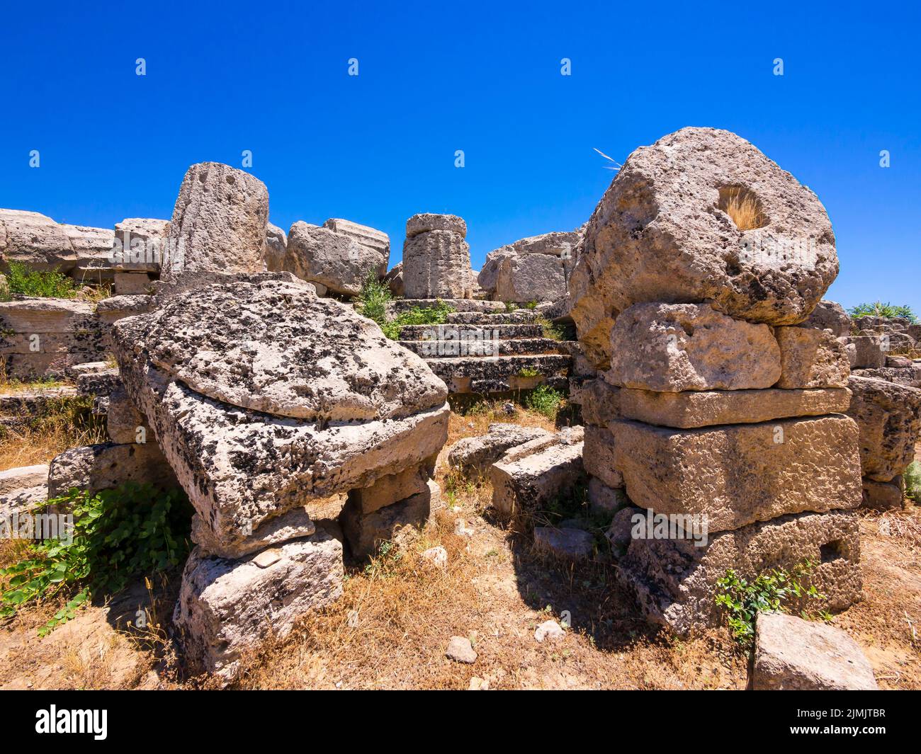 Ruins of the temple of Hera Stock Photo