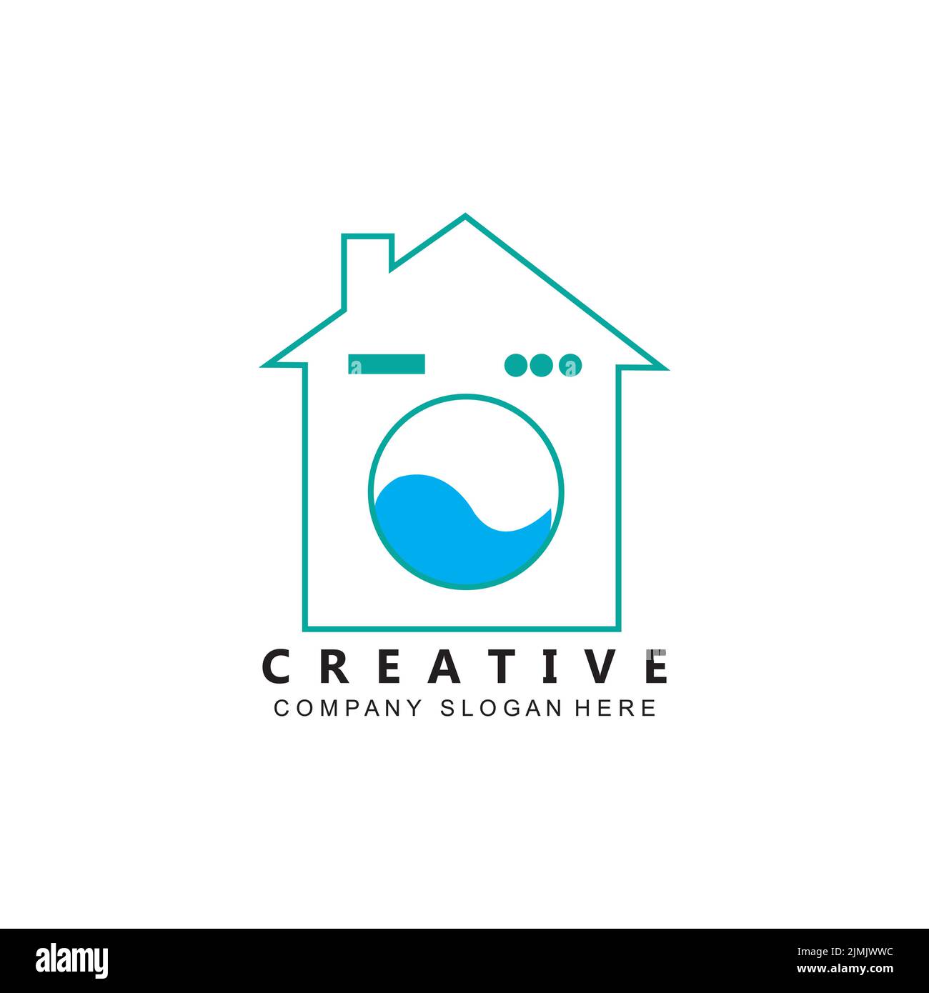 simple home laundry logo icon vector Stock Vector