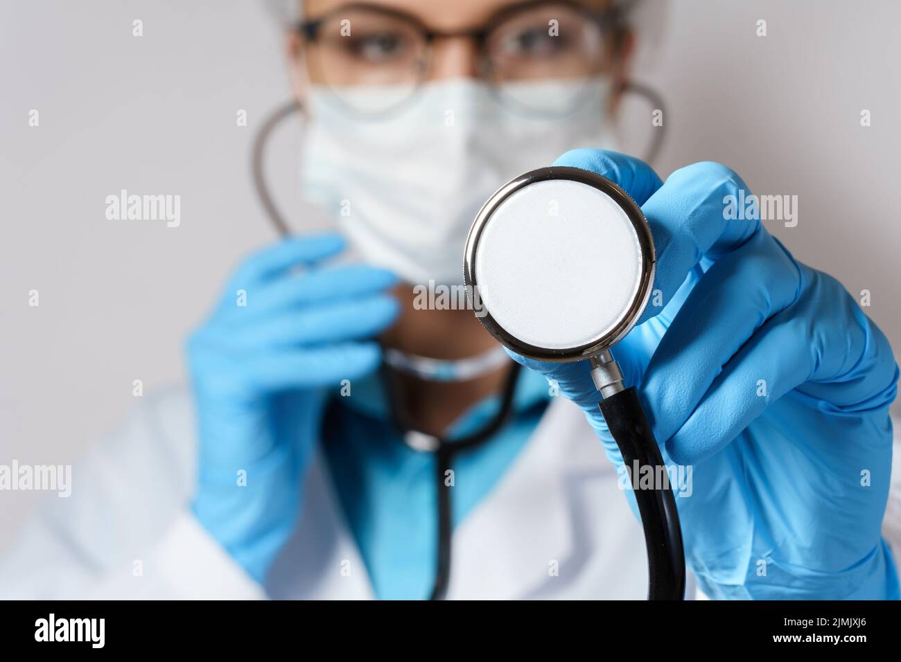 Young female doctor pulmonologist with a stethoscope Stock Photo Alamy