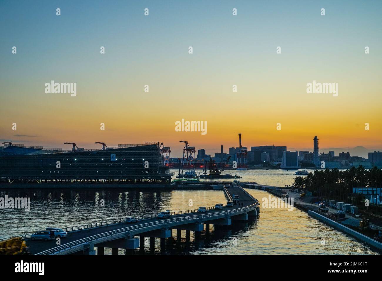 Tokyo Odaiba skyline and sunset Stock Photo