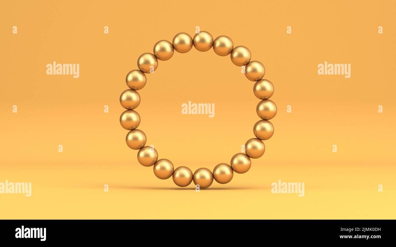 Golden pearl circle 3D Stock Photo