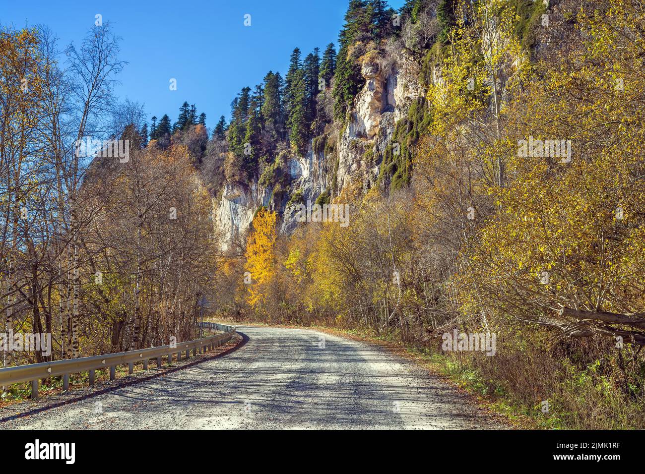The road to the Lago-Naki plateau, Russia Stock Photo