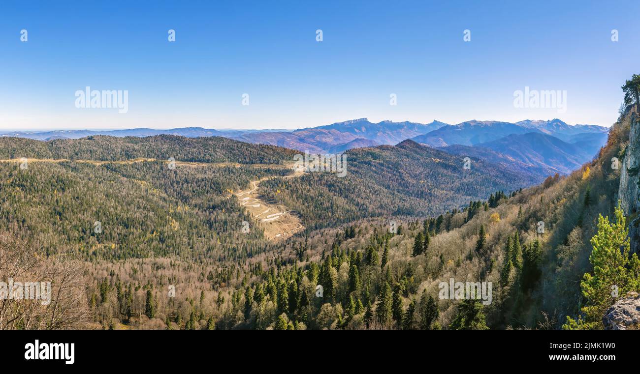 Panoramic autumn natural mountain landscape hi-res stock photography ...