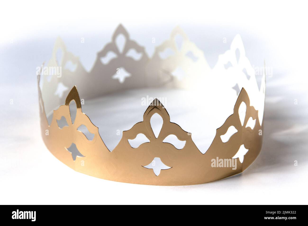 Gold paper king crown isolated on white Stock Photo Alamy