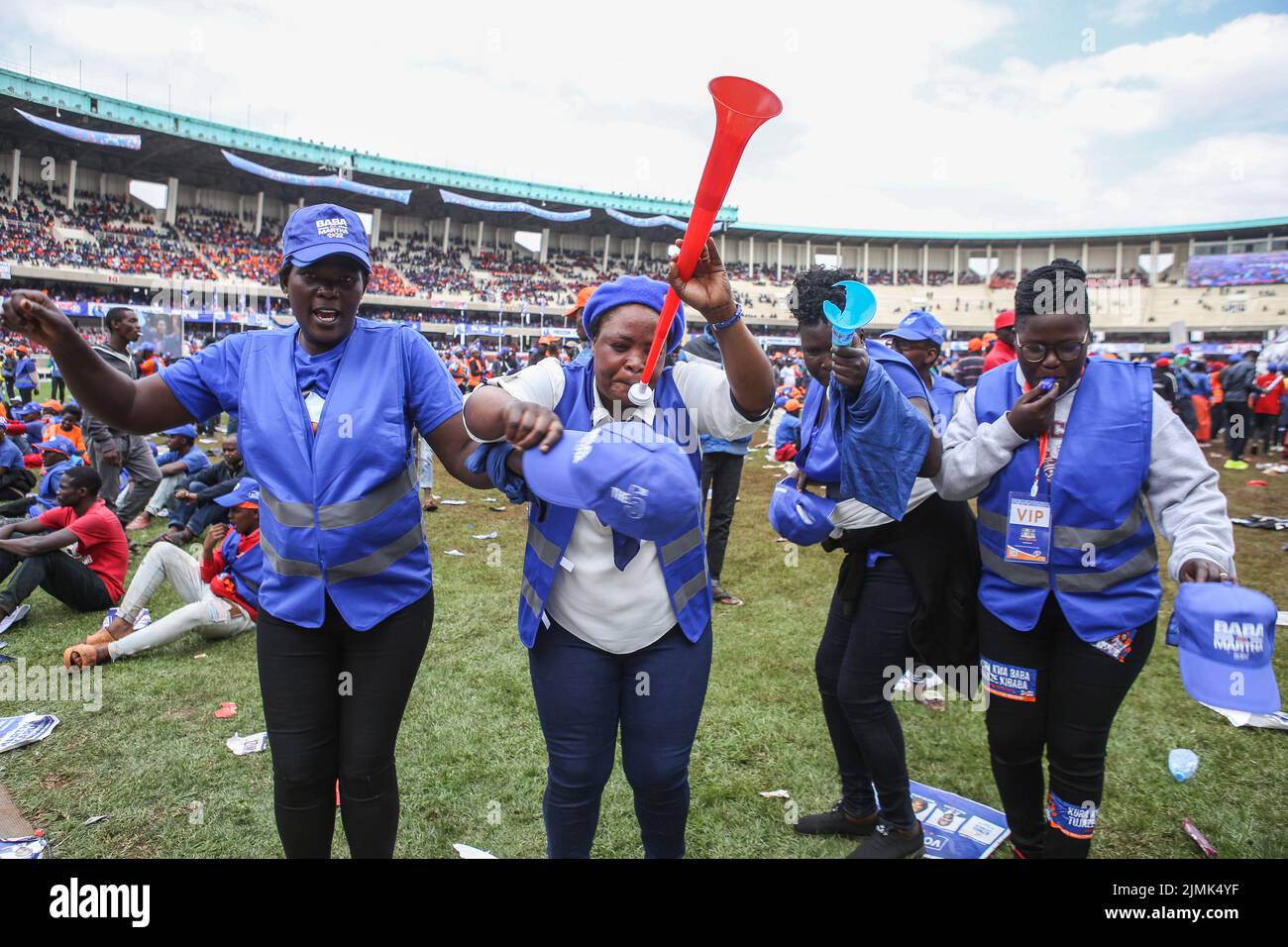 Nairobi, Kenya. 06th Aug, 2022. Excited Azimio One Kenya supporters ...
