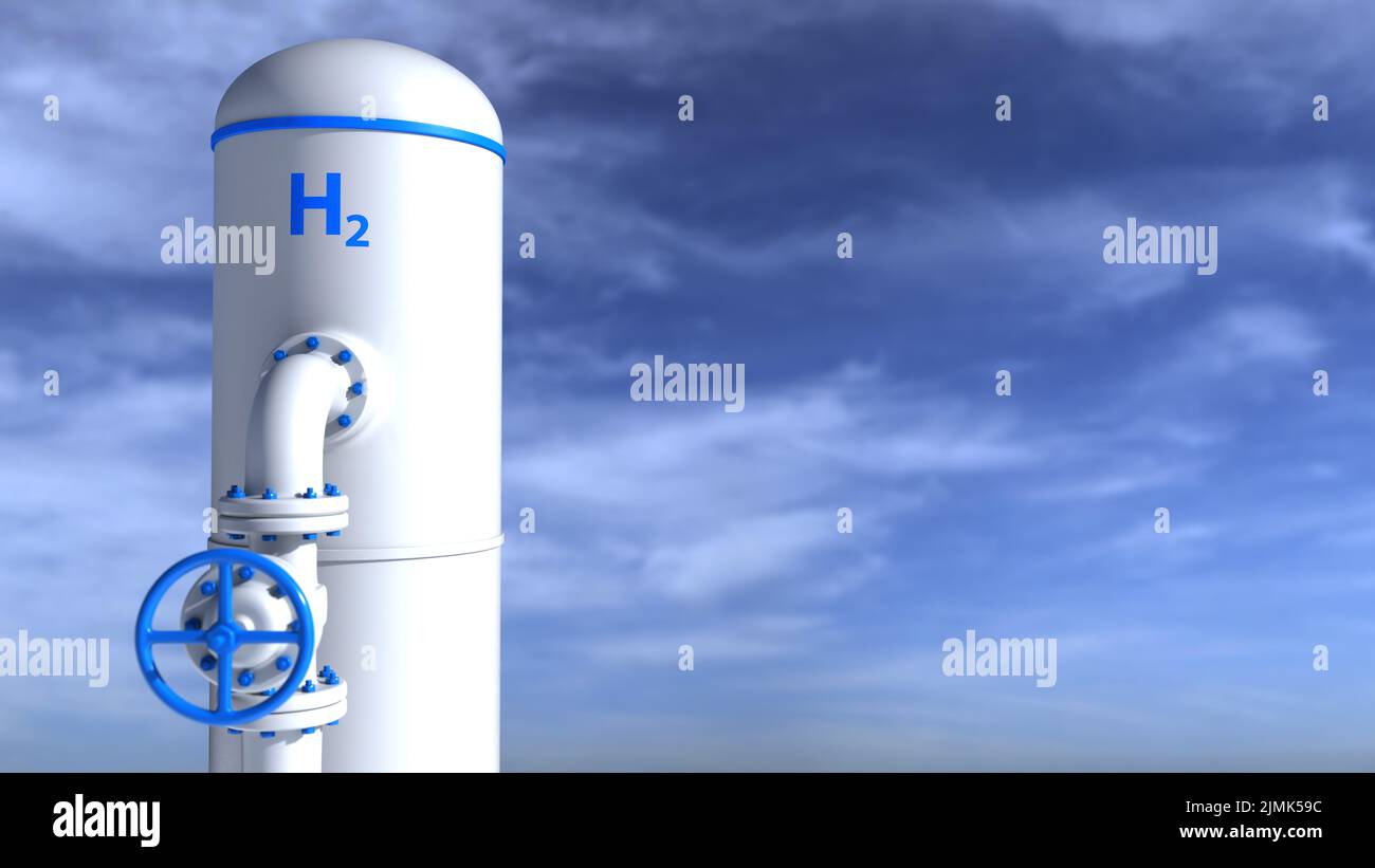 H2 Hydrogen Gas Tank Stock Photo