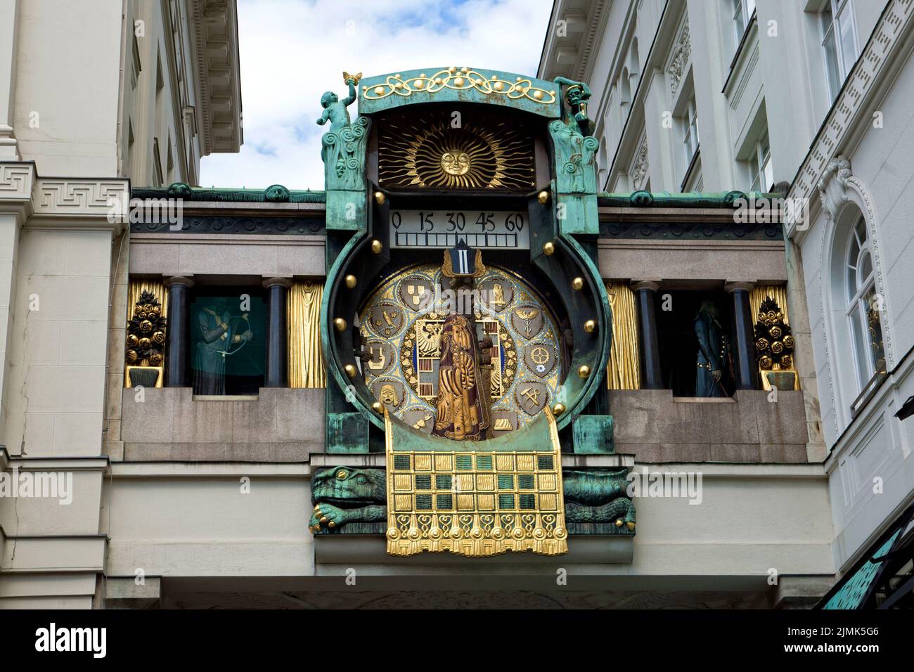 Figural clock Anker in Vienna, Austria Stock Photo