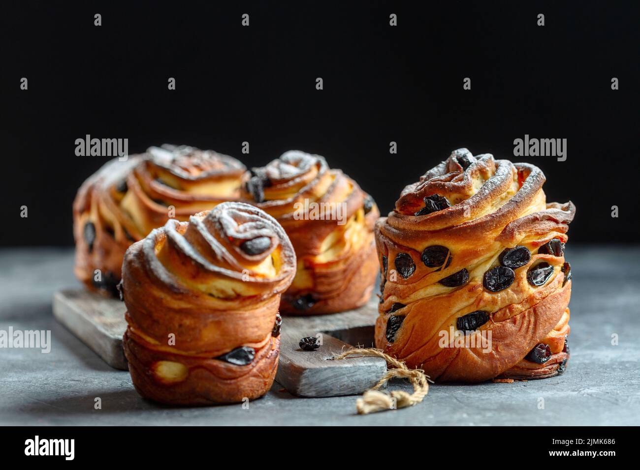 Homemade modern Easter pastry cruffins. Stock Photo