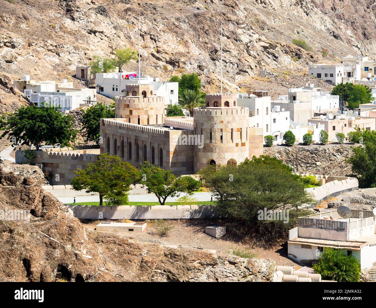 View of the ancient Muscat and the Muscat Gate Stock Photo
