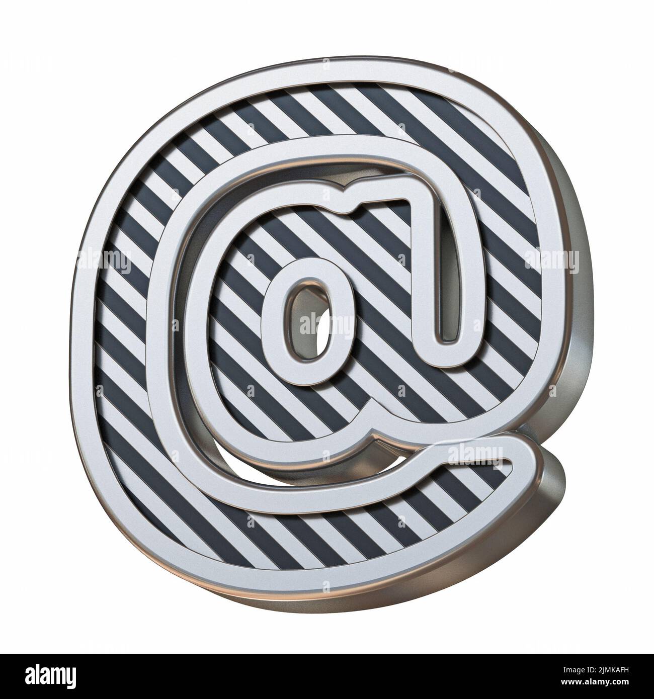 Stainless steel and black stripes font At sign 3D Stock Photo - Alamy