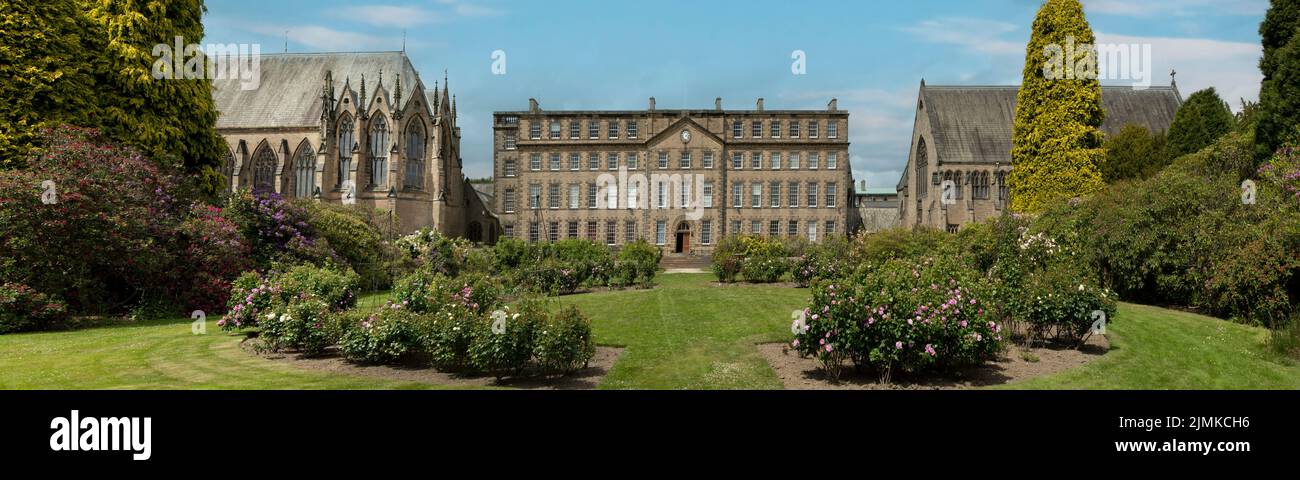 Chapel, House and Library at Ushaw Panorama, Durham, England Stock Photo