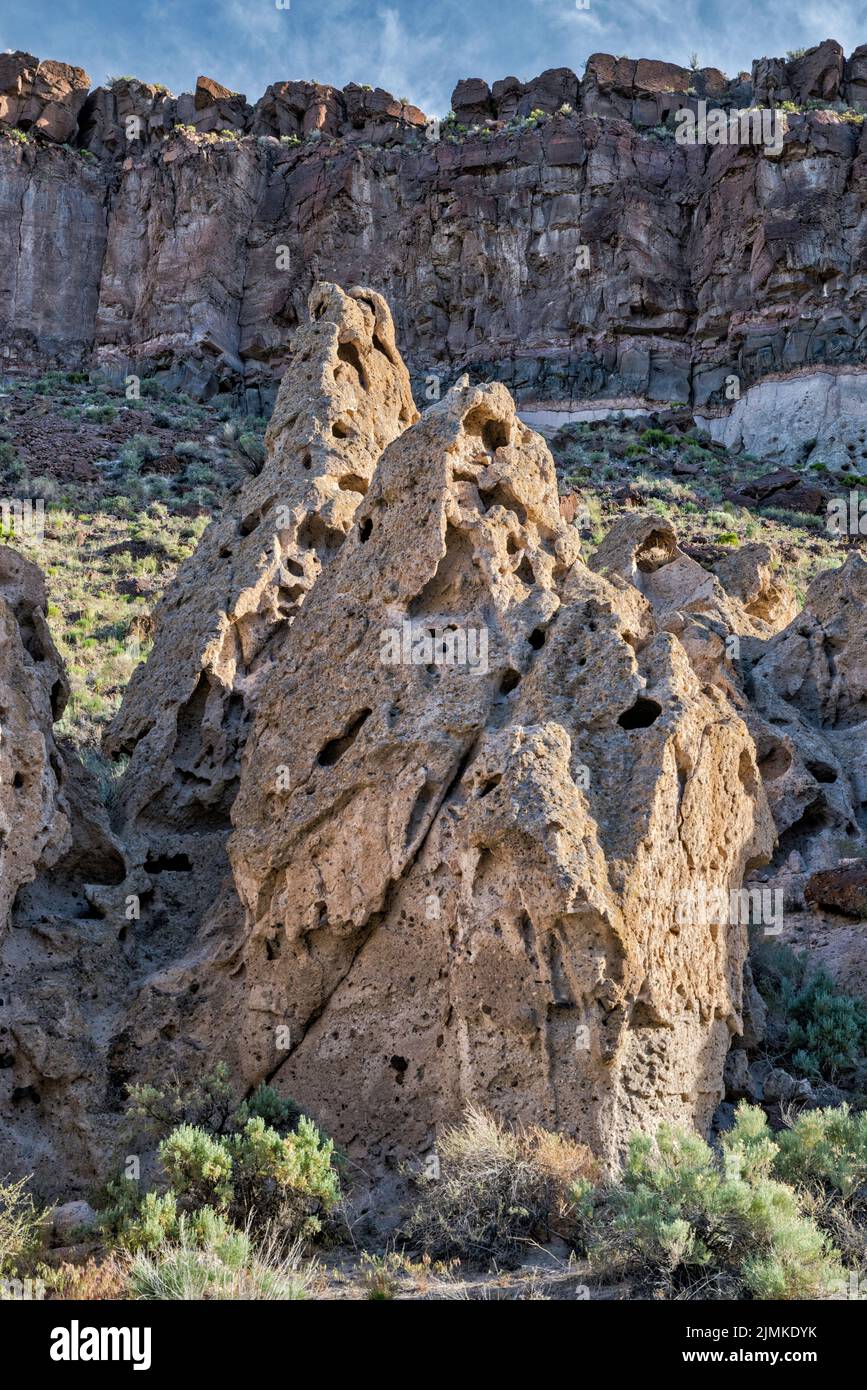 Volcanic tuff rock formations, Echo Canyon State Park, near Pioche, Nevada, USA Stock Photo