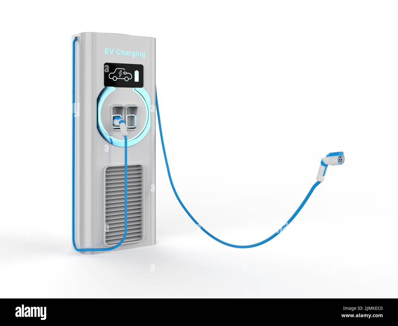 3d rendering EV charging station or electric vehicle recharging station ...