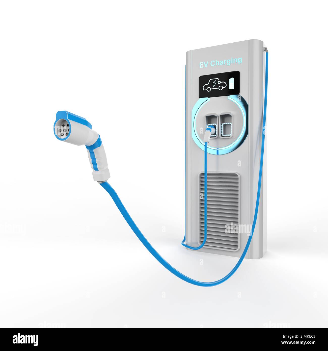 3d rendering EV charging station or electric vehicle recharging station ...