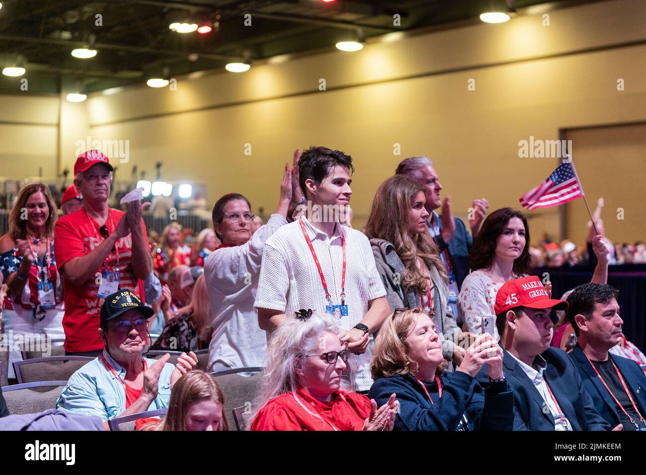 Dallas, Texas, USA. 6th Aug, 2022. Audience reacts to speeches during CPAC Texas 2022 conference at Hilton Anatole (Credit Image: © Lev Radin/Pacific Press via ZUMA Press Wire) Stock Photo