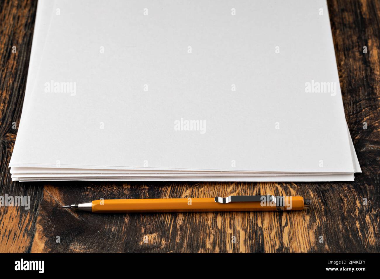 Blank paper with mechanical pencil Stock Photo