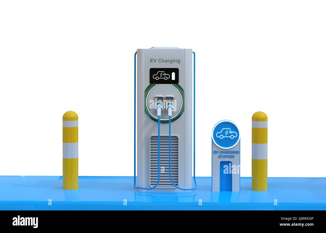 3d rendering group of EV charging stations or electric vehicle ...