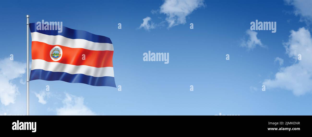 Costa Rican flag isolated on a blue sky. Horizontal banner Stock Photo Alamy