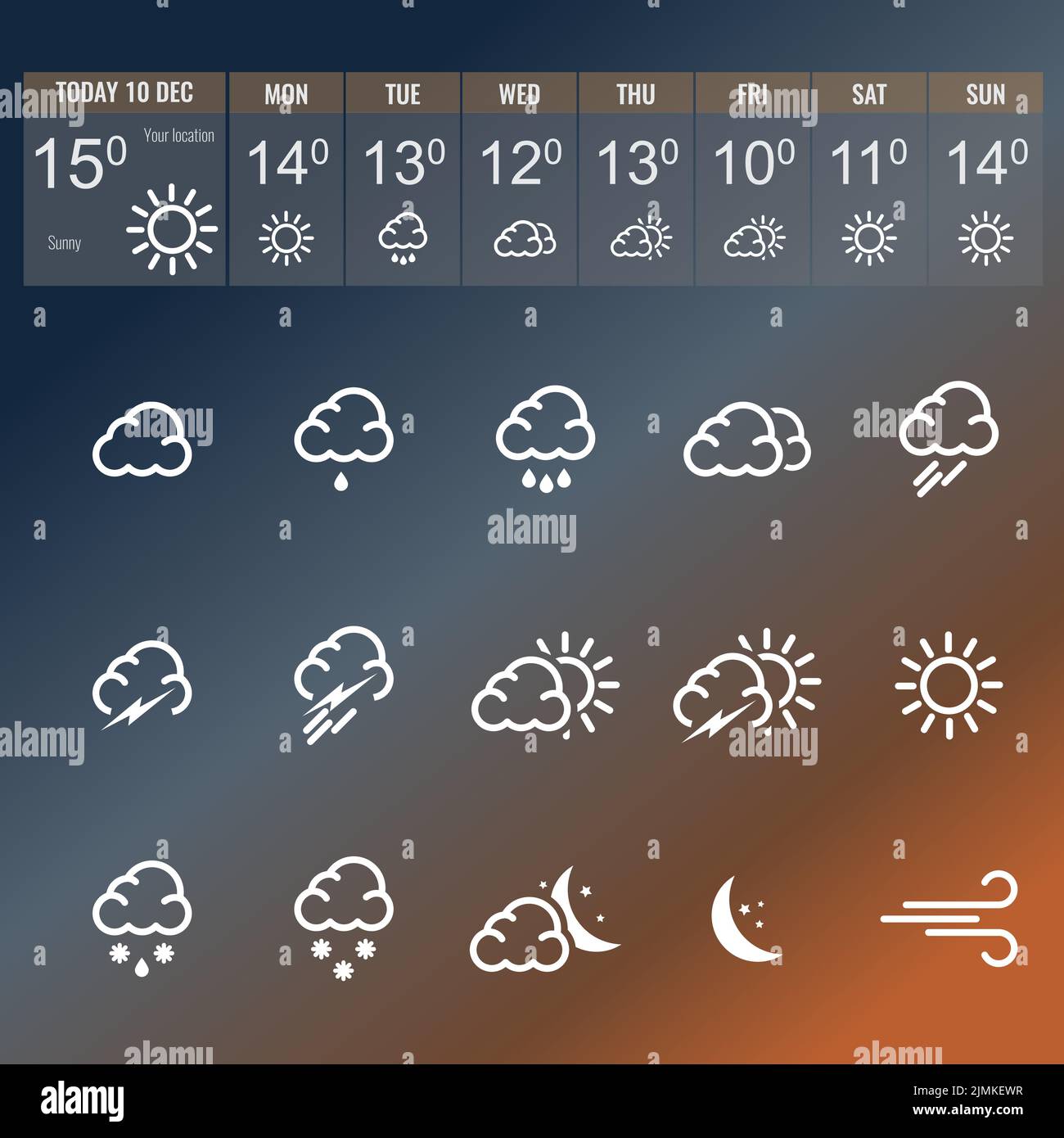 Weather icon or symbol set for your app design Stock Vector Image & Art ...
