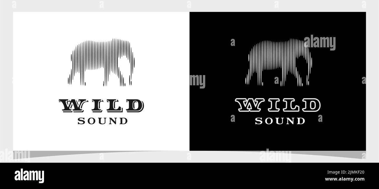 Elephant and Digital Wave Sound logo design inspiration Stock Vector