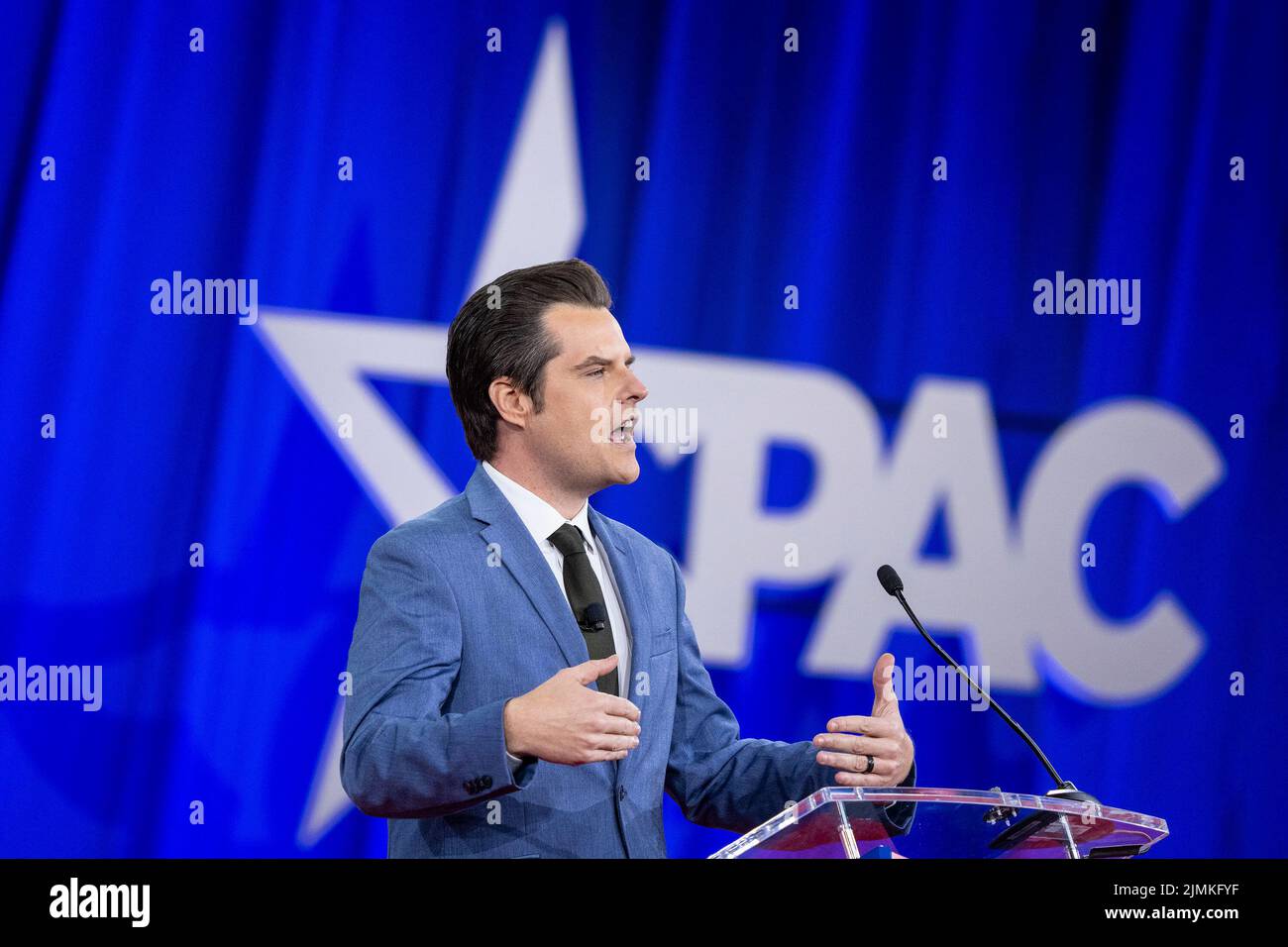 Dallas, Texas, USA. 6th Aug, 2022. Congressman Matt Gaetz speaks during CPAC Texas 2022 conference at Hilton Anatole (Credit Image: © Lev Radin/Pacific Press via ZUMA Press Wire) Stock Photo