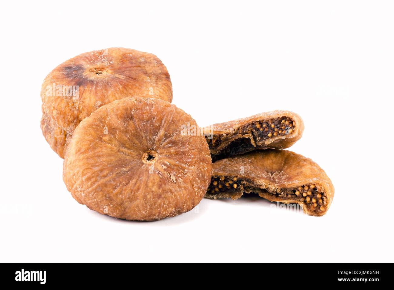 Delicious fruits of dried fig isolated on white background. Close up view. Stock Photo