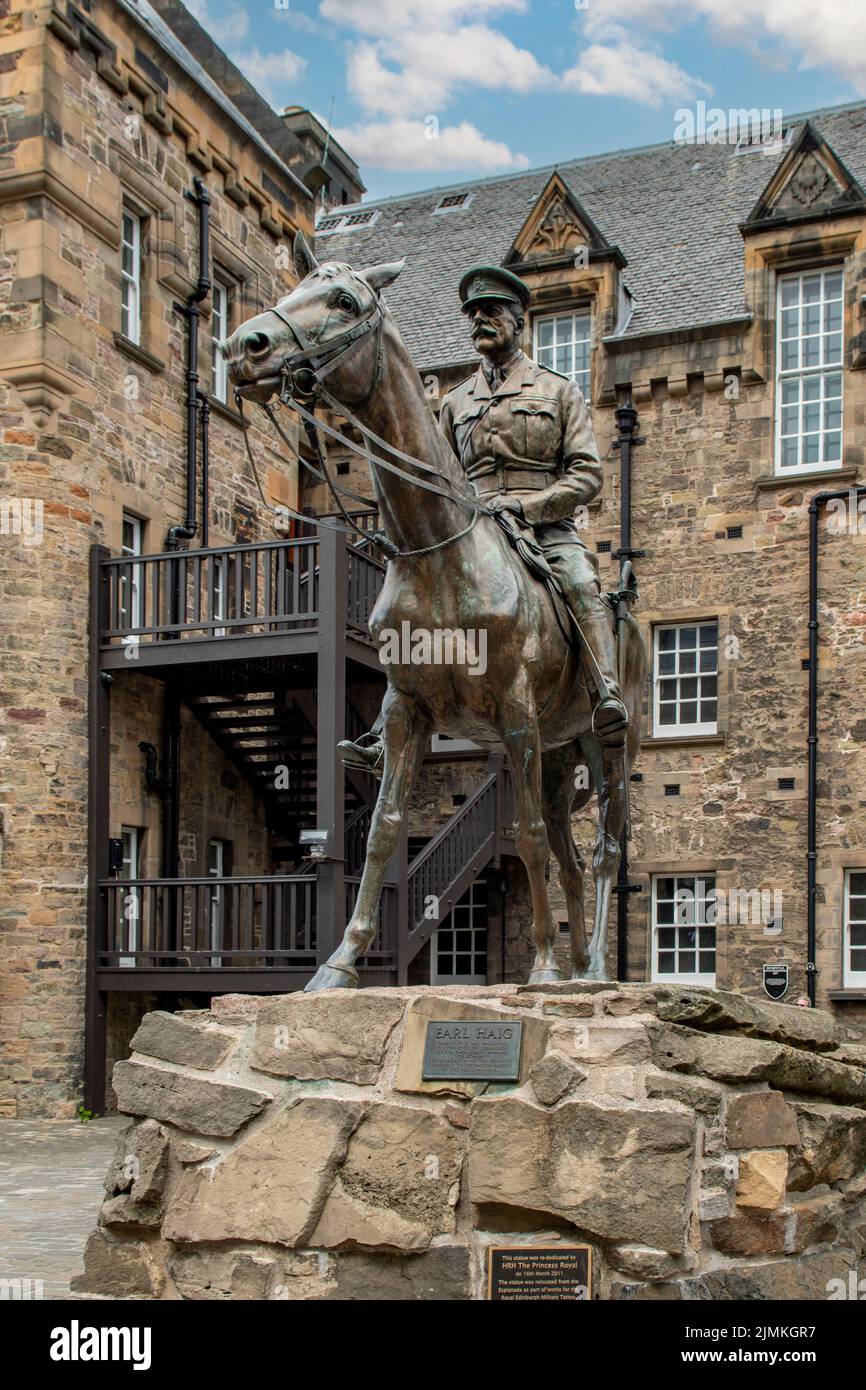 Statue of Earl Haig in Edinburgh Castle, Edinburgh, Mid-Lothian, Scotland Stock Photo