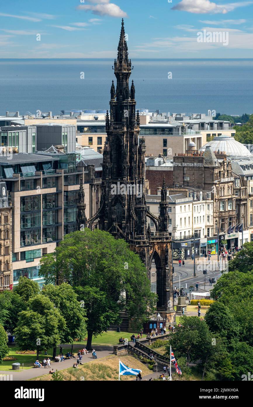 Scott Monument from the Castle, Edinburgh, Mid-Lothian, Scotland Stock Photo