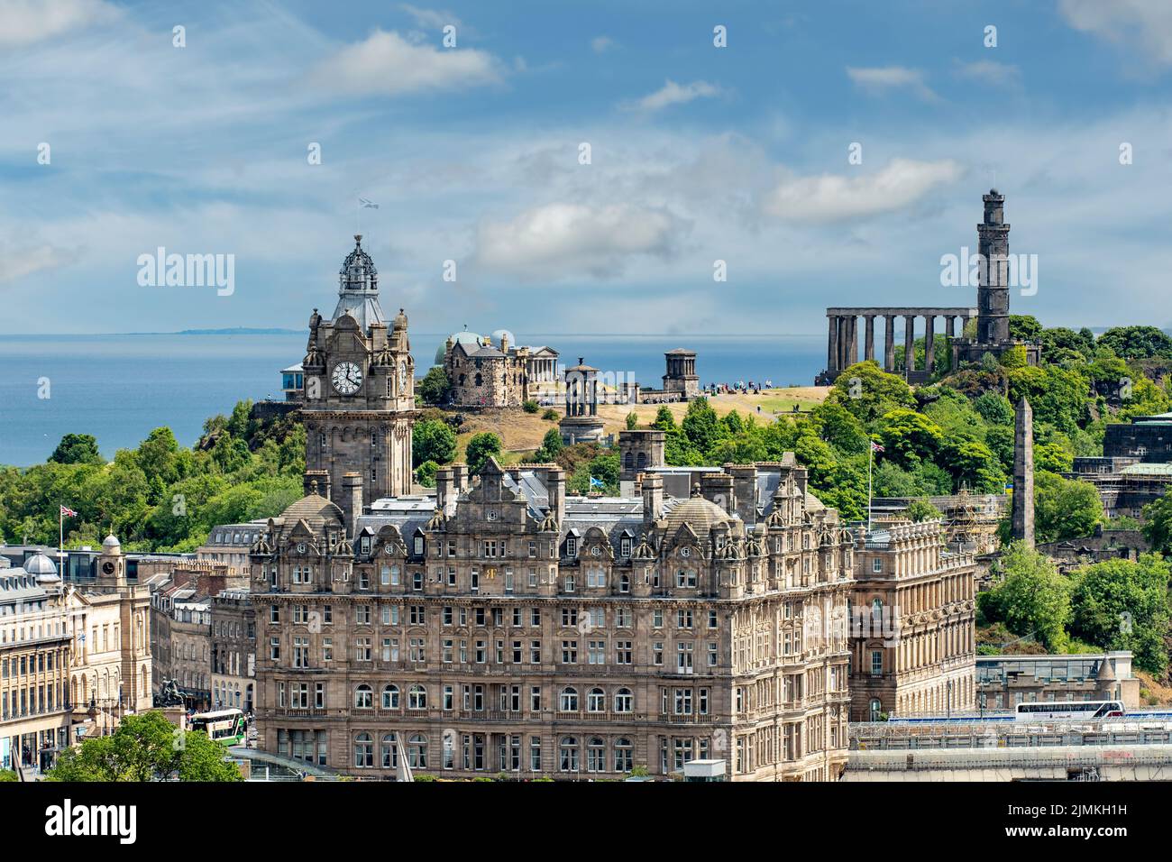 View of Calton Hill from the Castle, Edinburgh, Mid-Lothian, Scotland Stock Photo