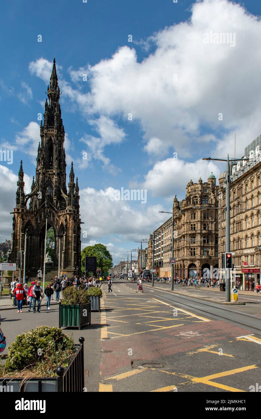 The Scott Monument and Princes Street, Edinburgh, Mid-Lothian, Scotland Stock Photo