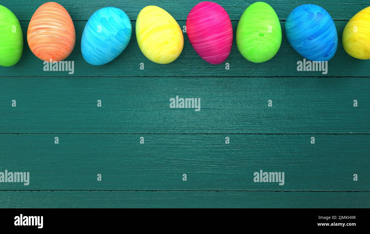 Easter Eggs On Table Stock Photo
