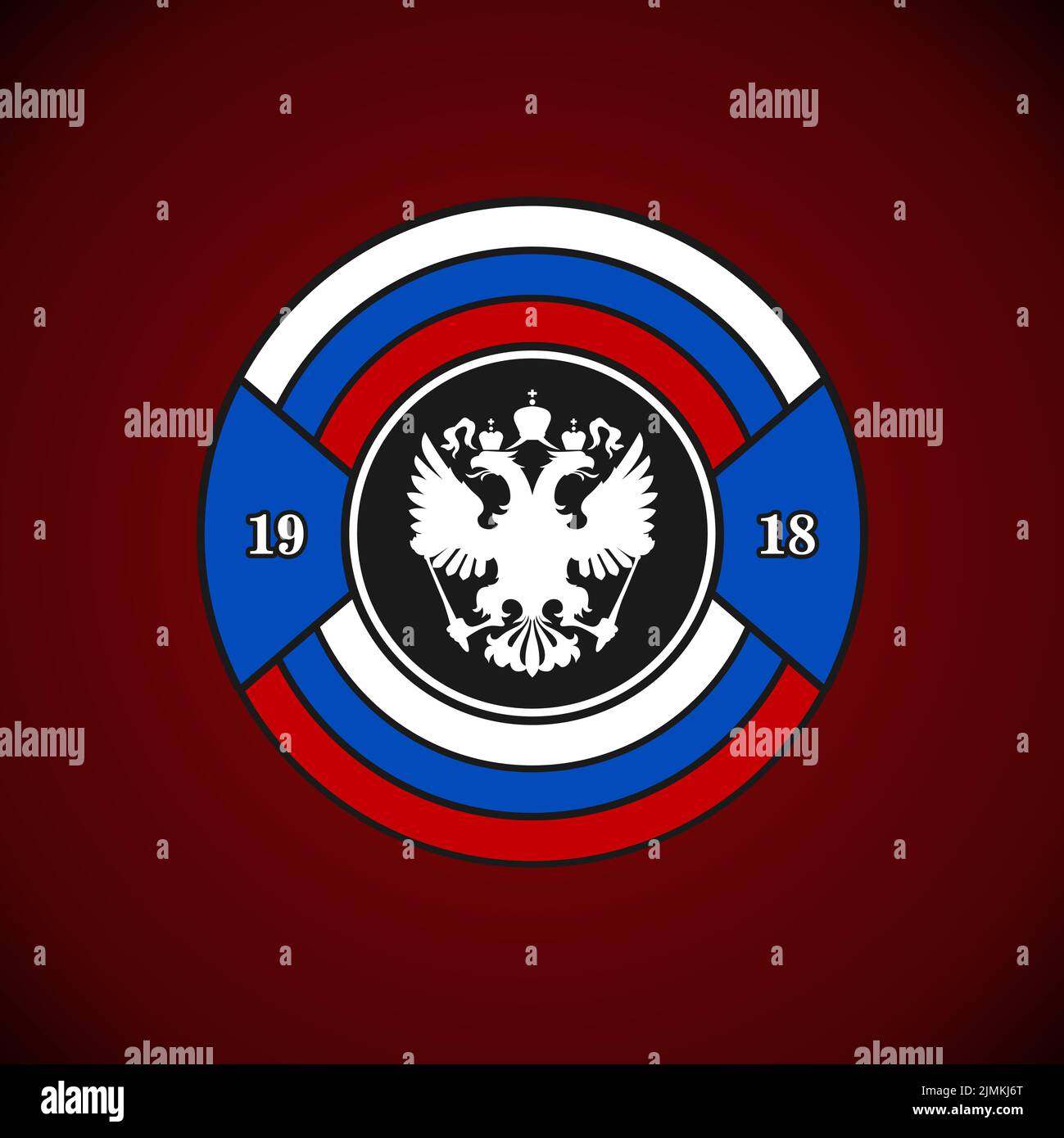 Russian state emblem, Russian flag, circle shape Stock Vector