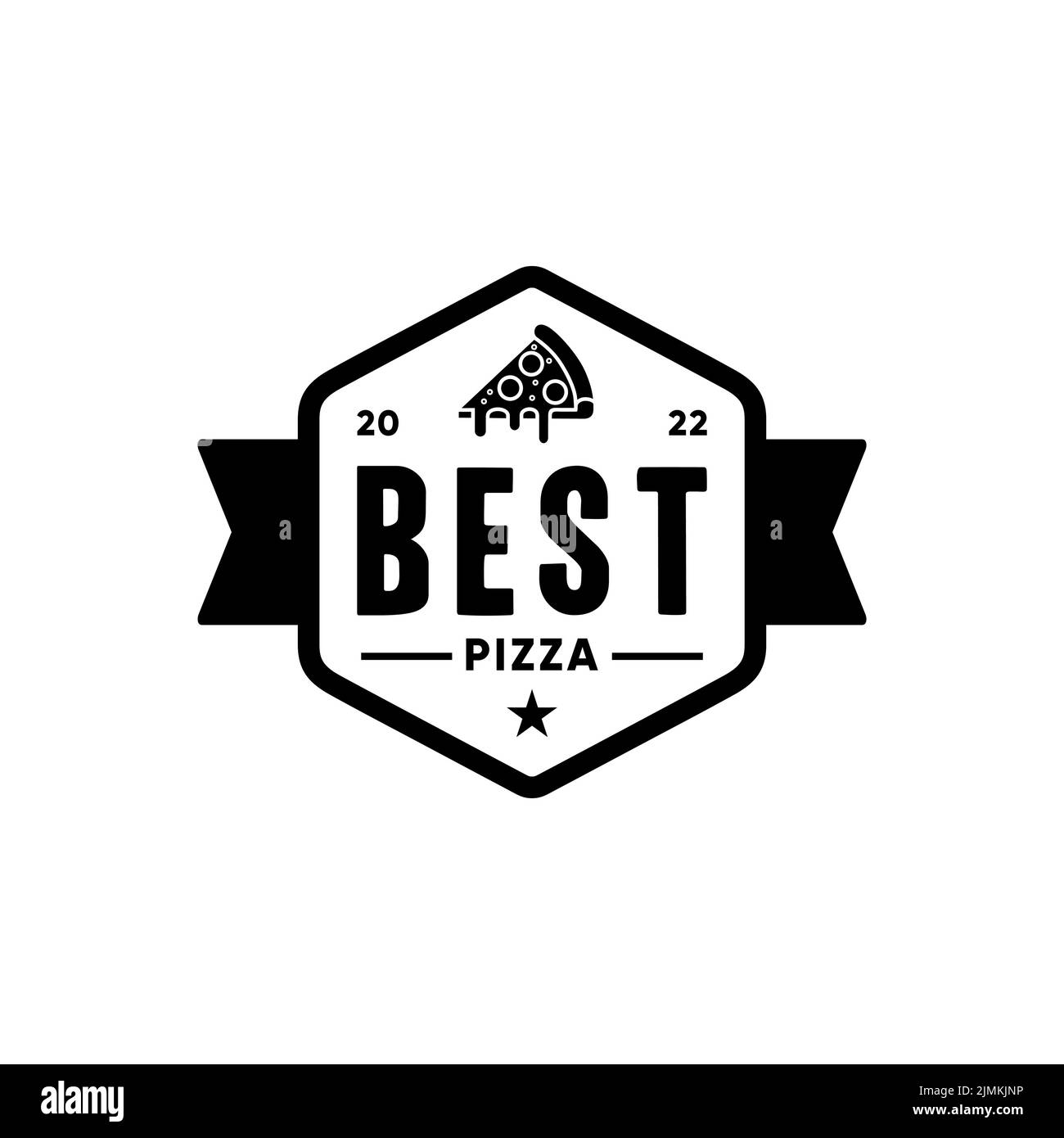 Simple retro pizza label vector logo design Stock Vector