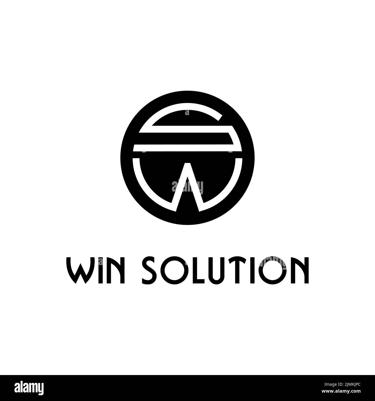 Monogram Initials S W SW WS with Round shape logo design Stock Vector
