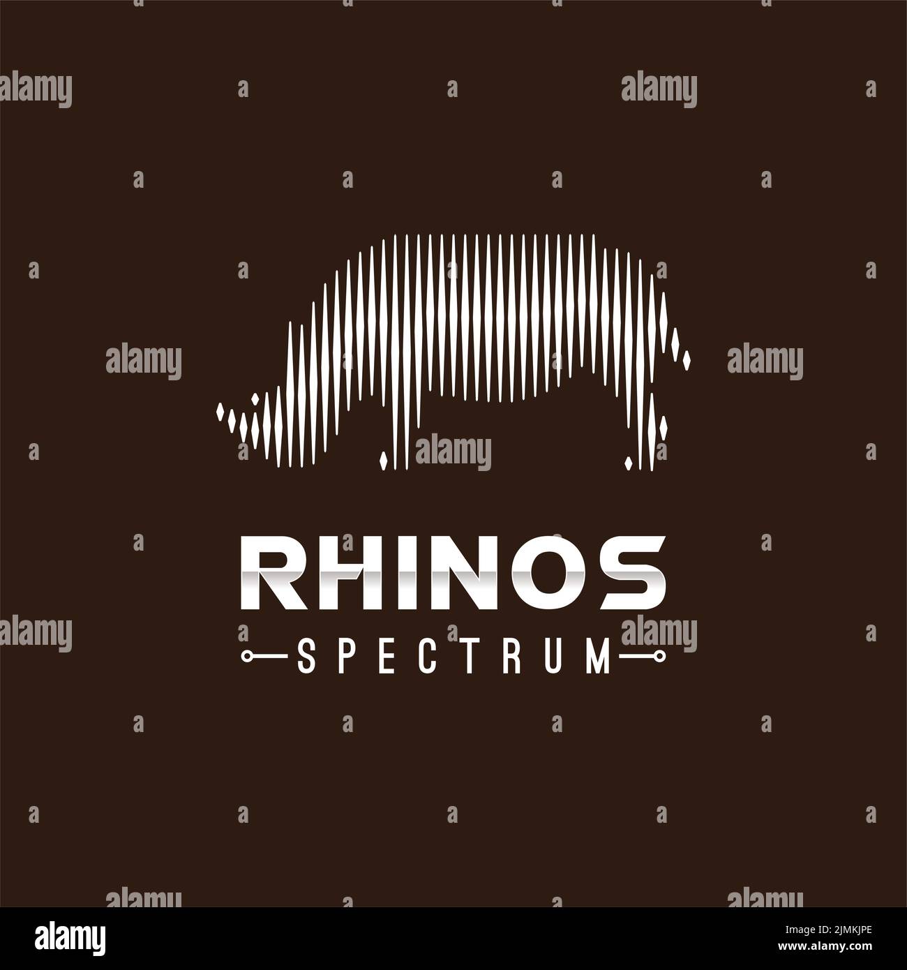 Rhino rhinoceros and Digital Wave Sound Spectrum logo design inspiration Stock Vector